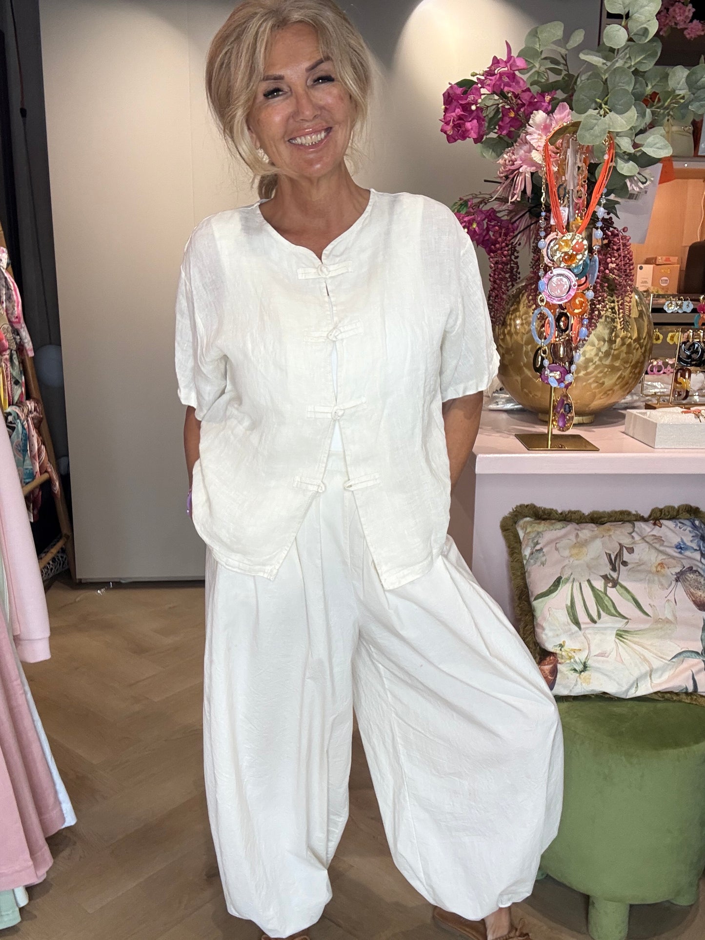 Linnedjakke Kina off white