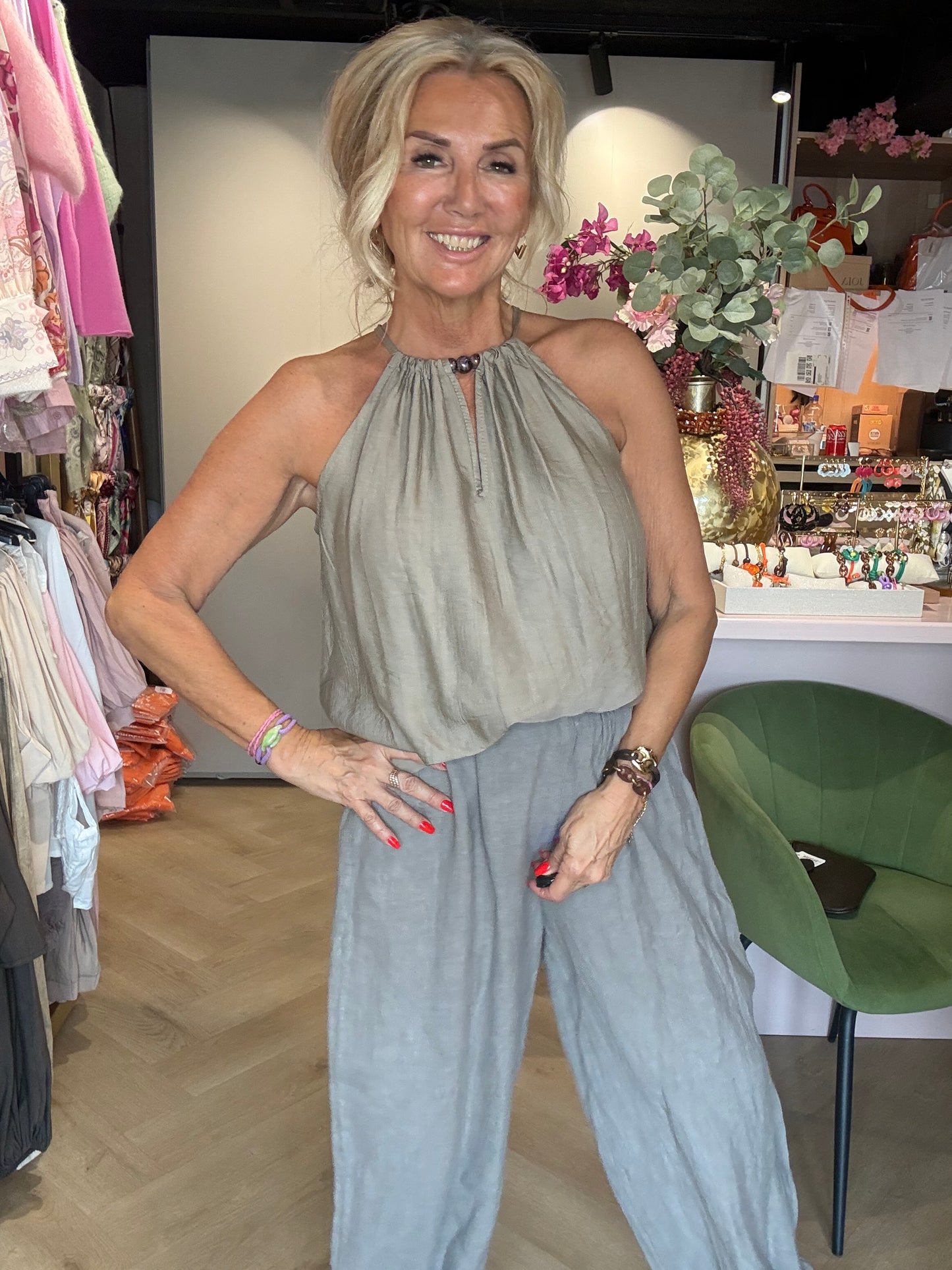Halter top kraal taupe