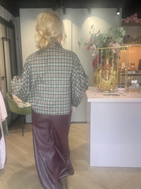Bluse Emma olivengrøn ternet