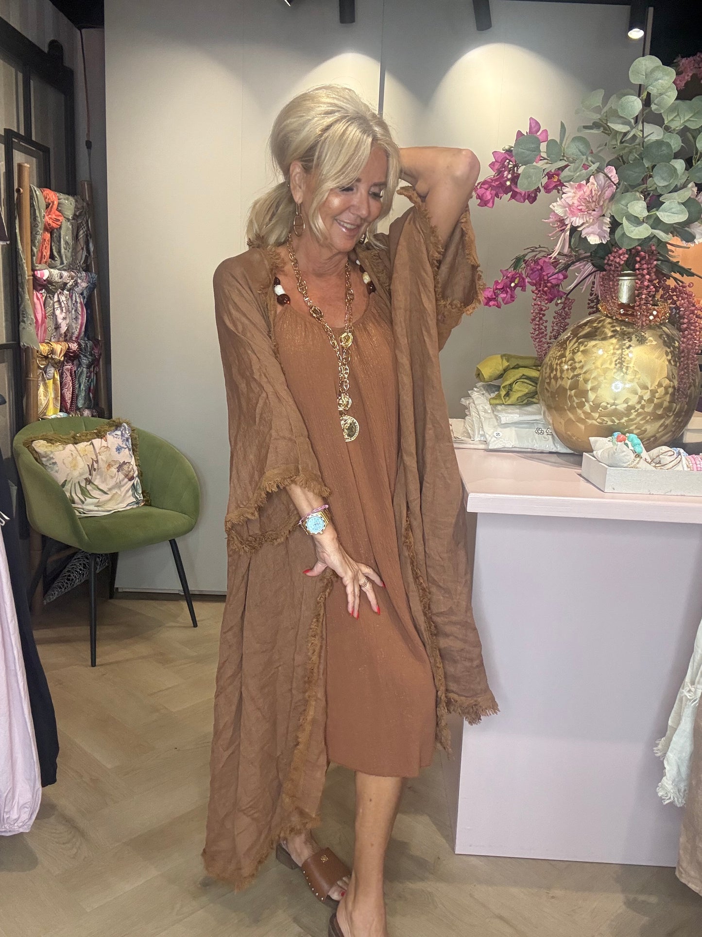 Kimono linnen licht bruin