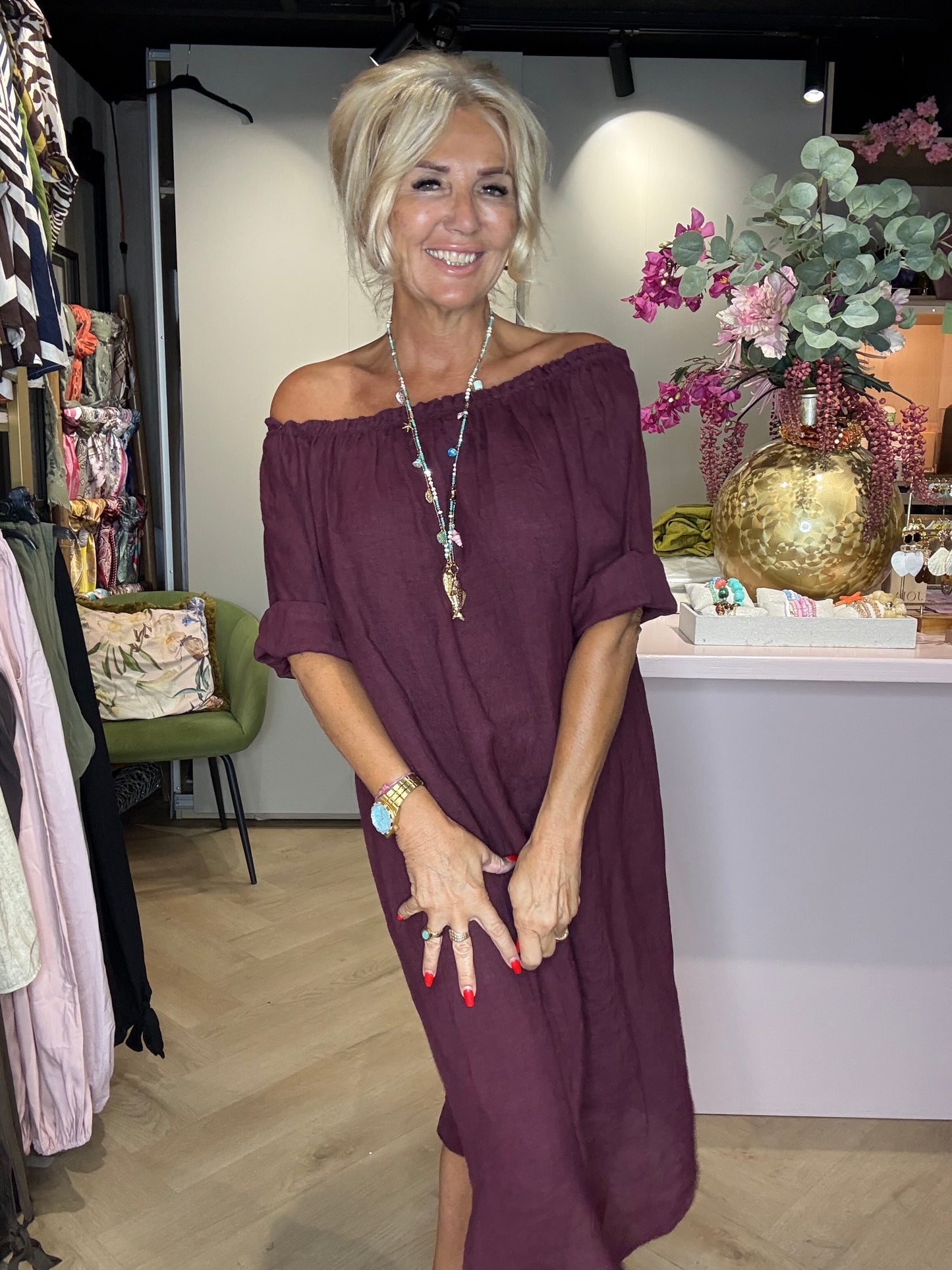 Jurk linnen Burgundy