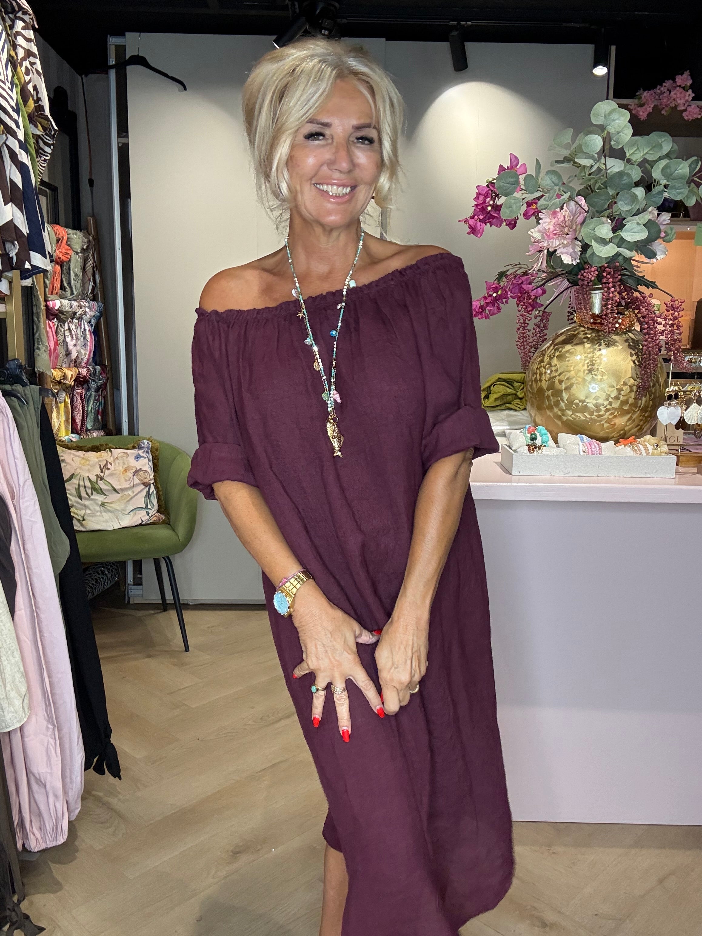 Jurk linnen Burgundy