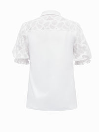 Blouse Triple Nine met kanten mouw Wit