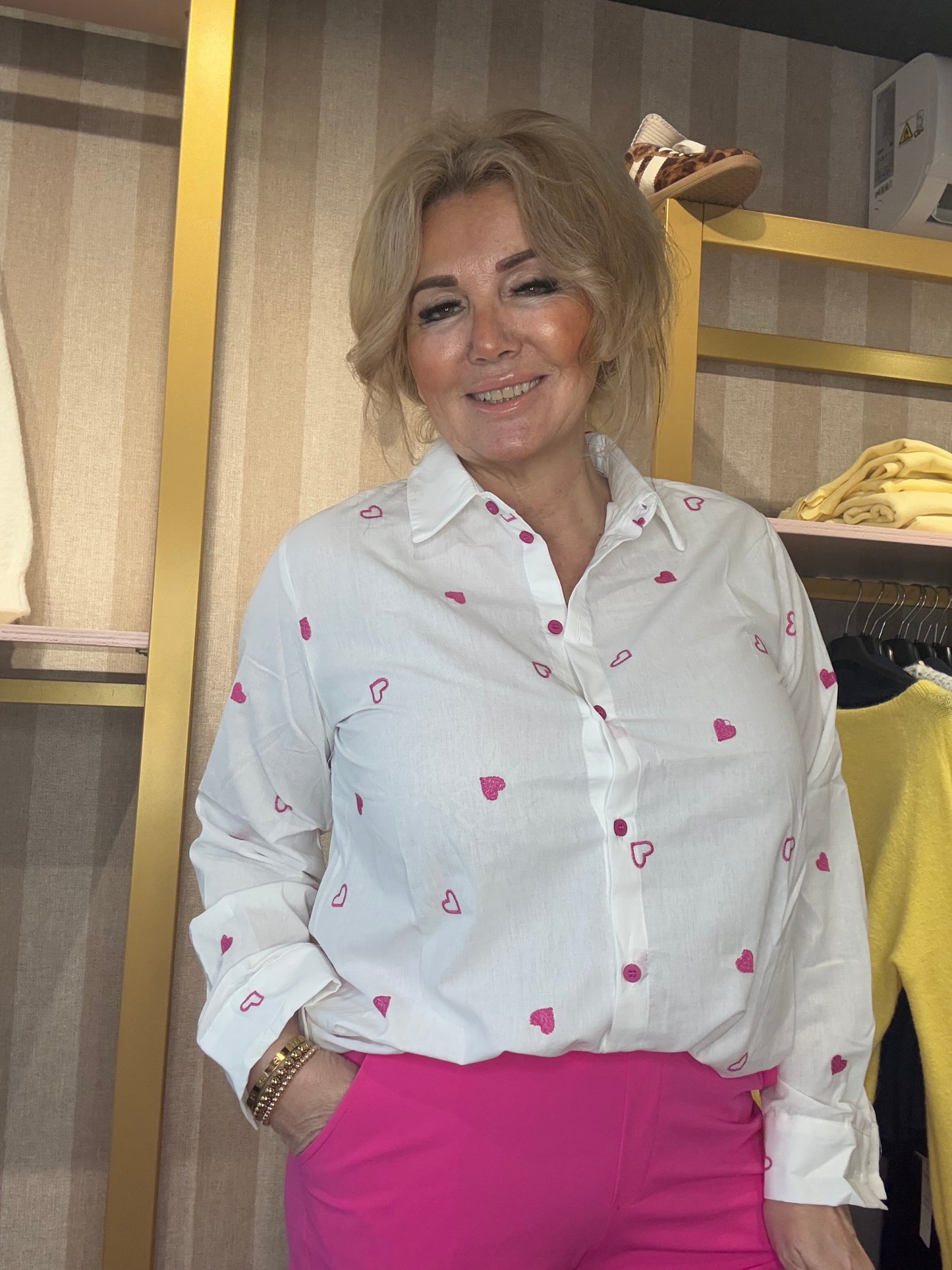Blouse Rosé Hartjes Wit