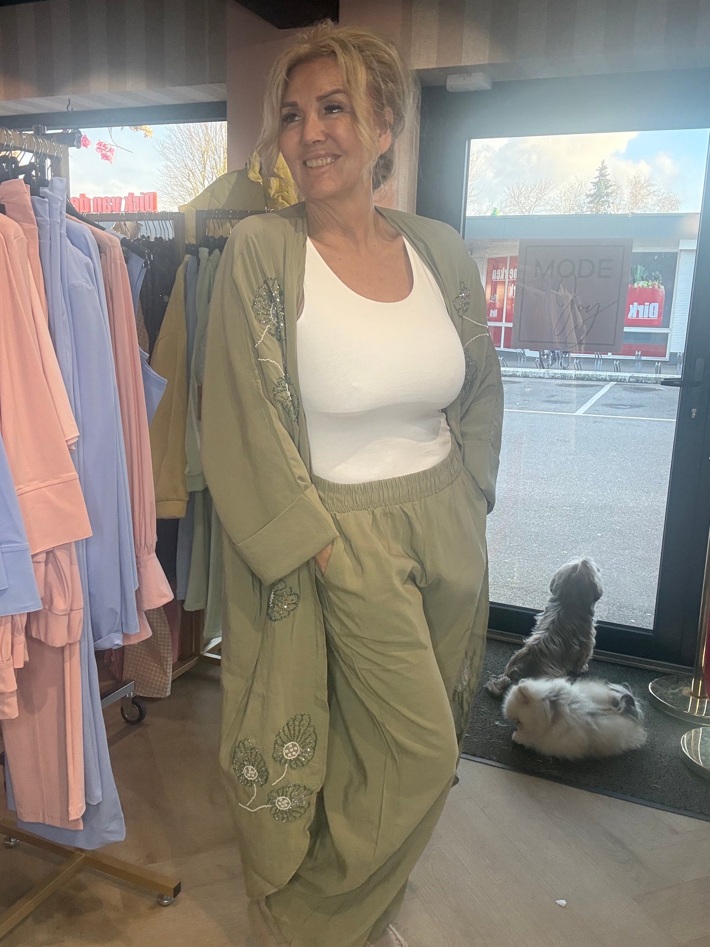 2-delt boho sæt armygrøn