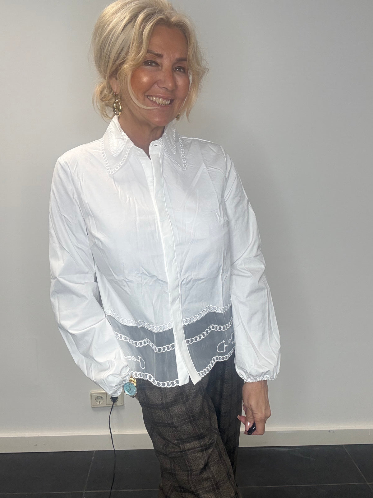 Blouse wit koetsie