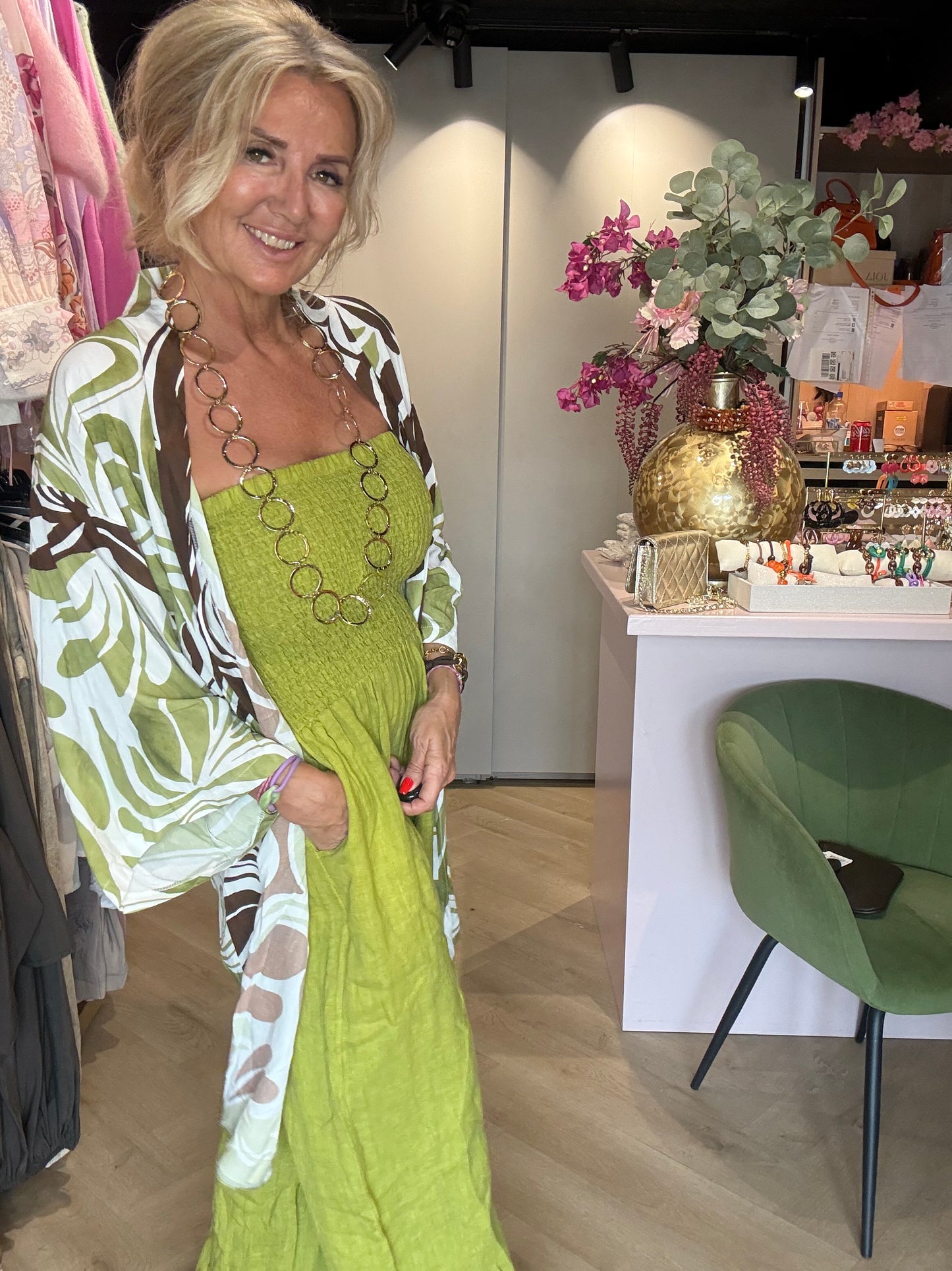 Stropfri linned jumpsuit Matcha grøn