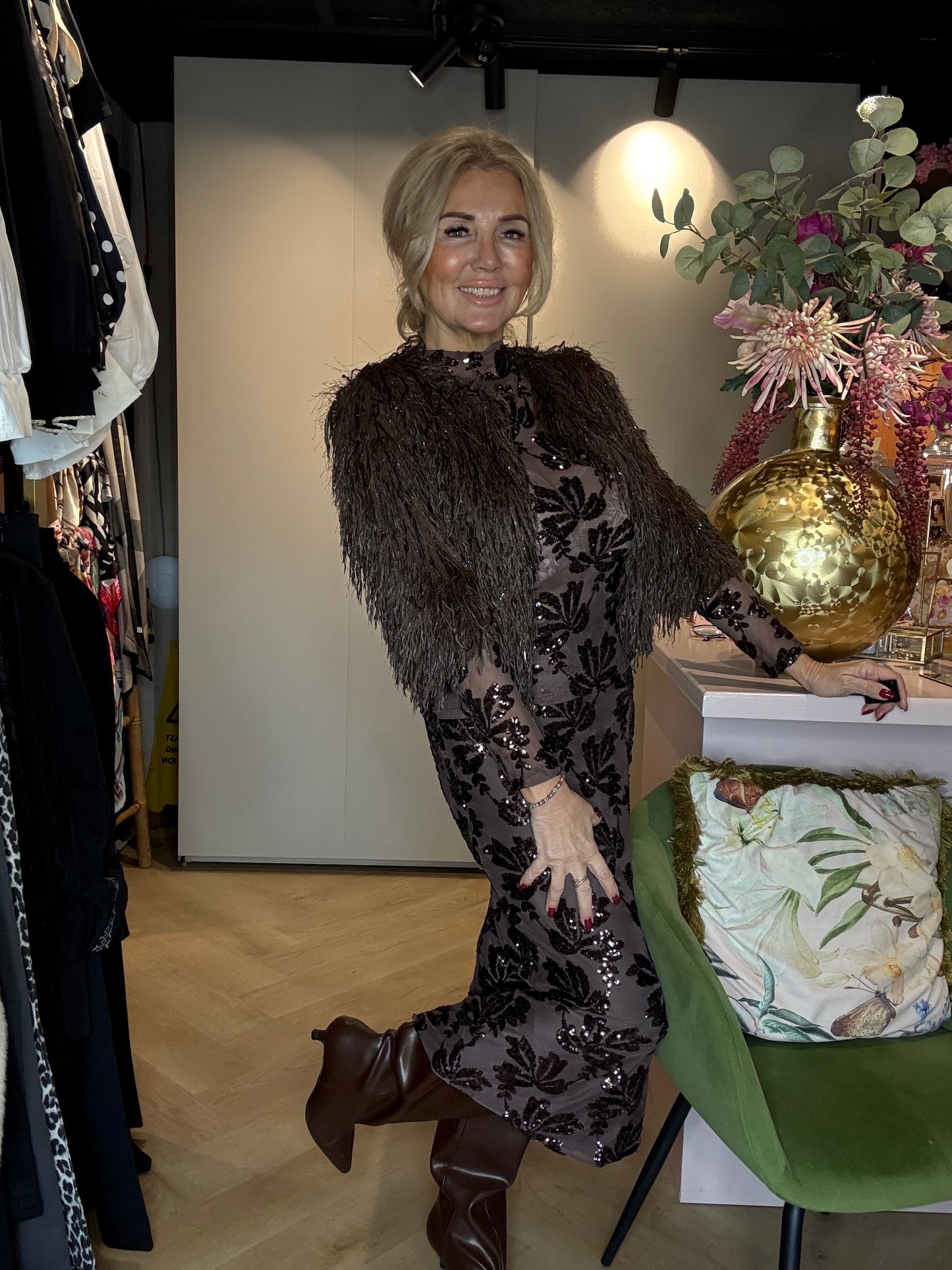 Pailletten Rok Bruin Bloem