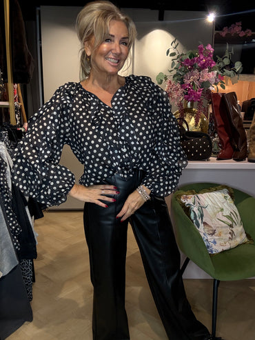 Blouse Polkadot Zwart Wit
