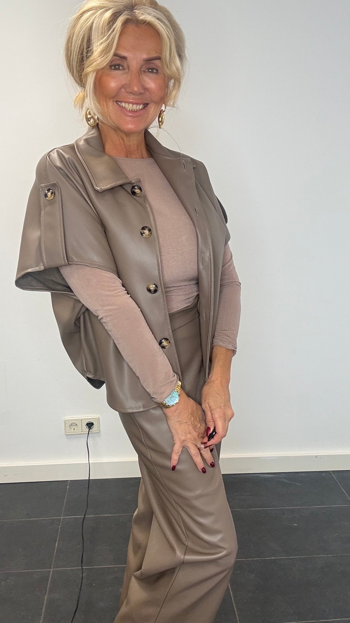 Veste Puh taupe avec épaulette