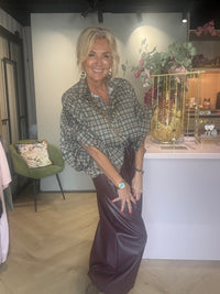Bluse Emma olivengrøn ternet