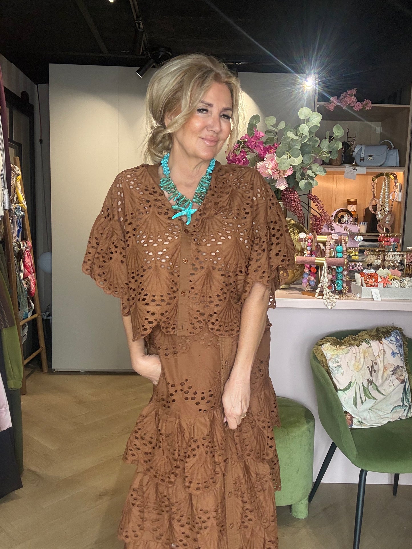 Blouse Broderie Bruin