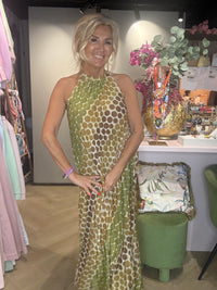 Kleid mit Trägern Grün glänzend