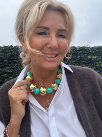 Ketting Grof Goud/ Turquoise