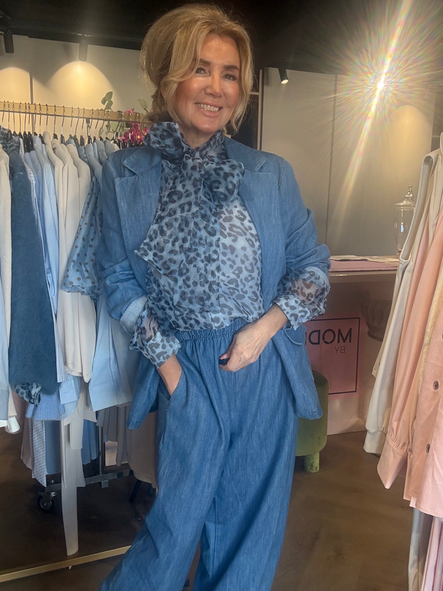 Panther Blouse Voile Blauw