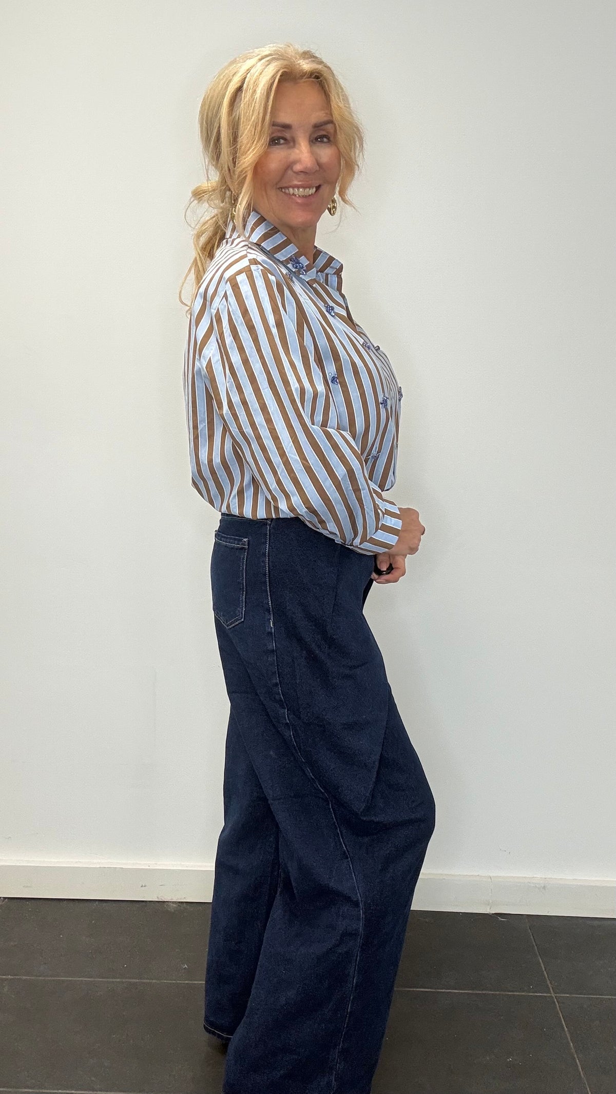 Jeans broek dark bleu overslag