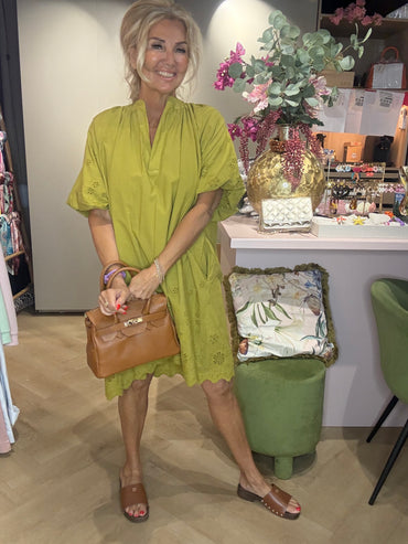 Tuniekjurk Broderie Matcha Green