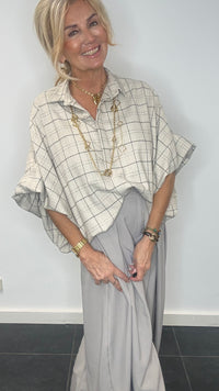 Off White Check Blouse