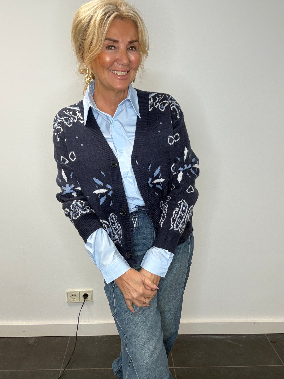 Väst Paisley mörkblå