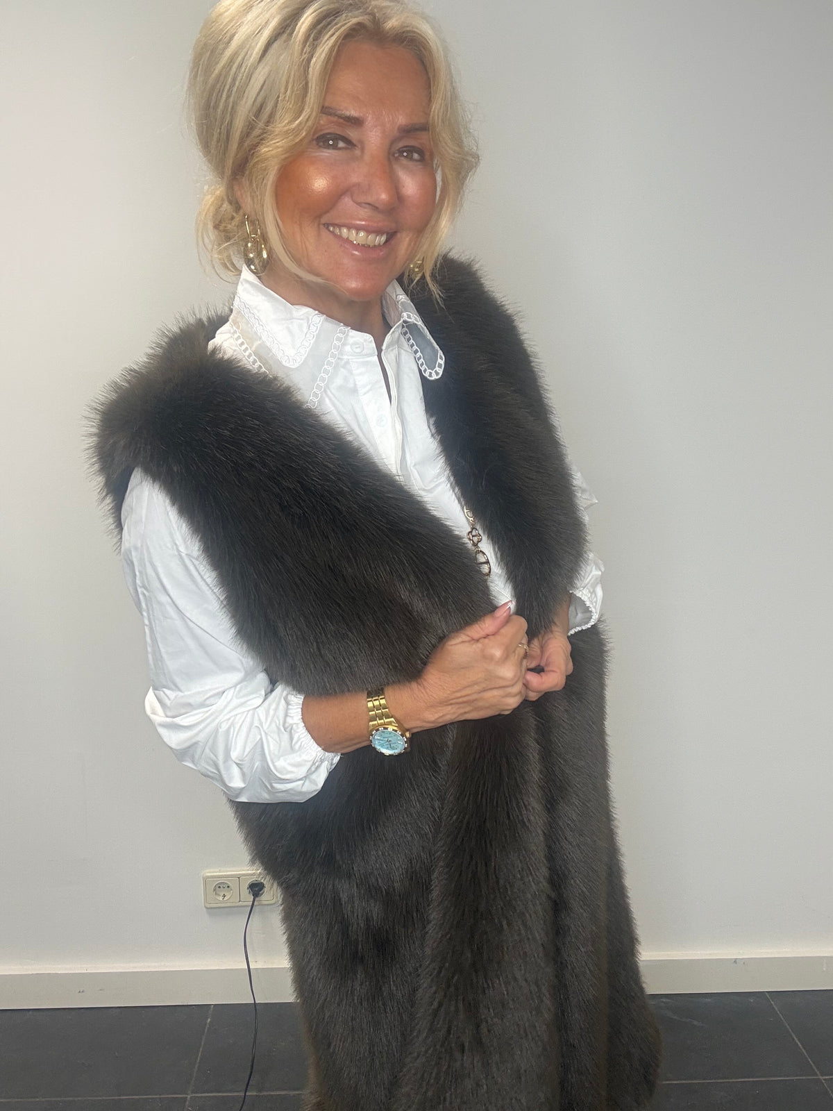 Gilet en fausse fourrure marron