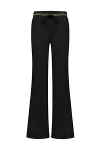 Broek Flared Triple Nine  with gold rib belt BR2304 Black