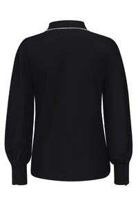 Top Triple Nine with pearls on collar TP6926 Black