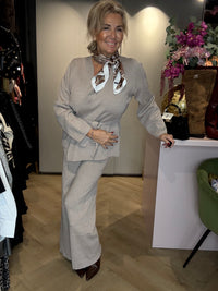 2 Delige Knitwear Set Taupe