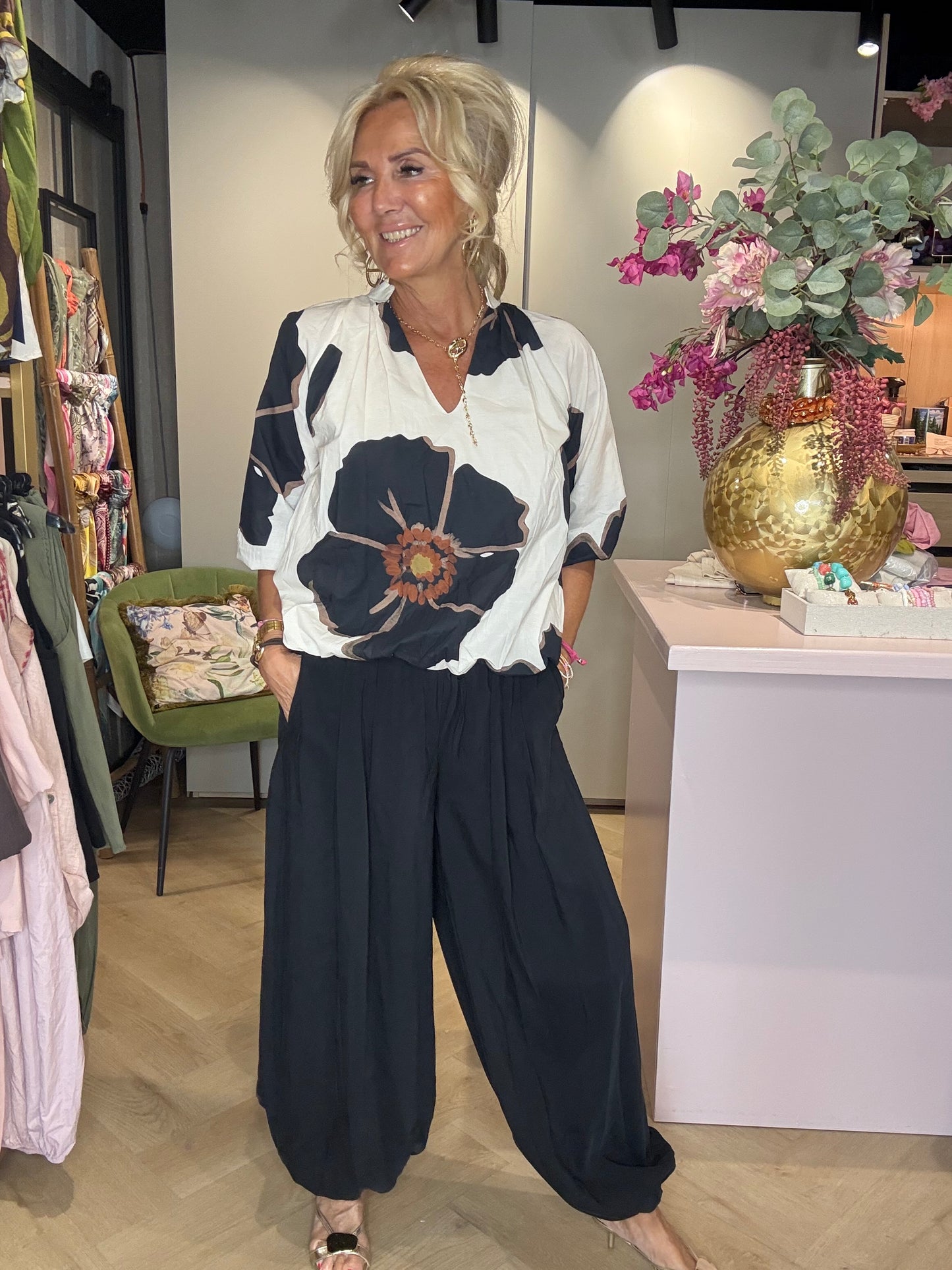 Blouson Flower ballon zwart