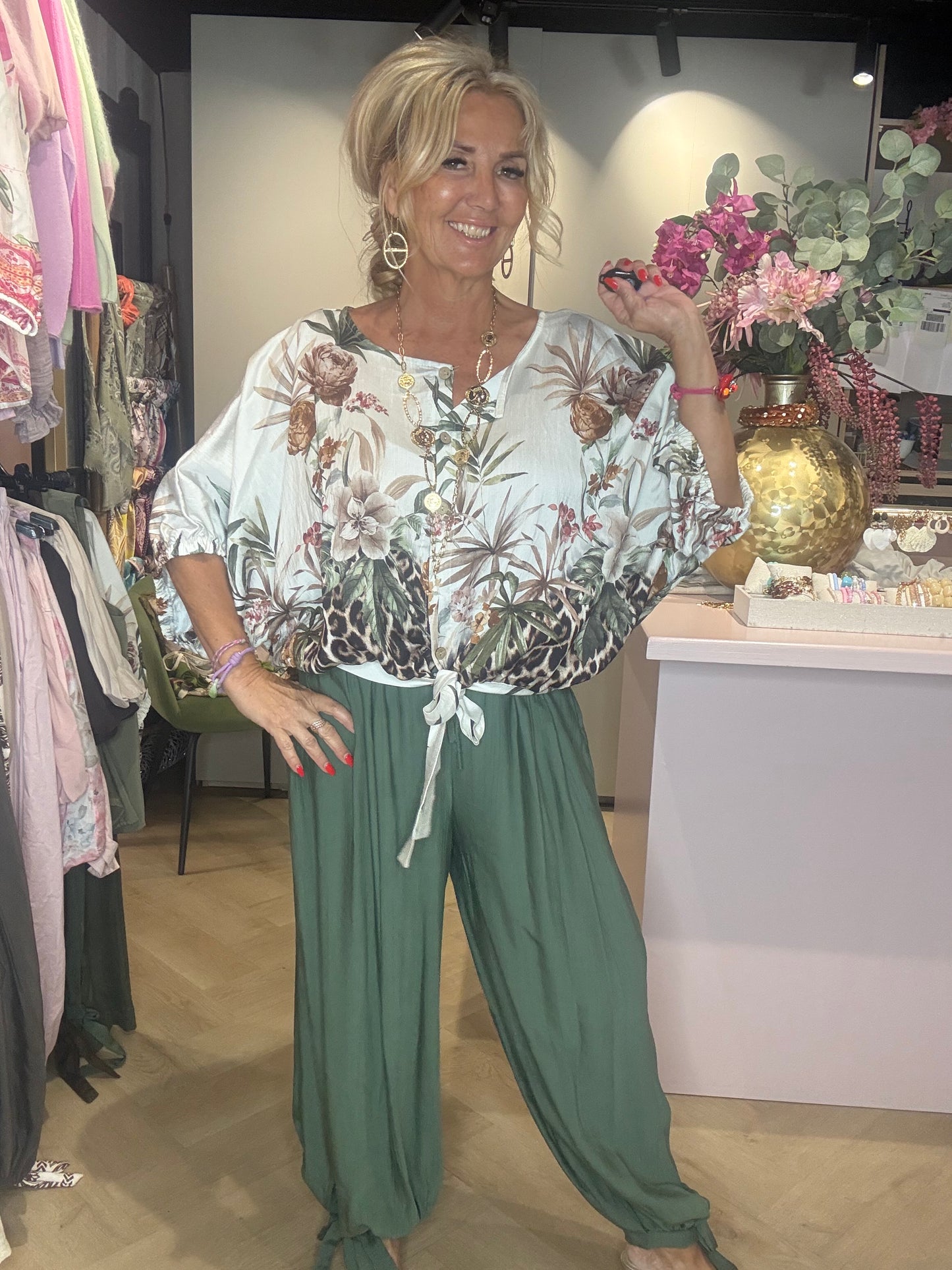 Broek groen ballon lintjes