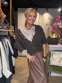 Bruine veagan Leatherlook Rok Plooi