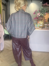 Blus Emma grå taupe/bordeaux