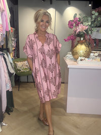Klänning palm rosa