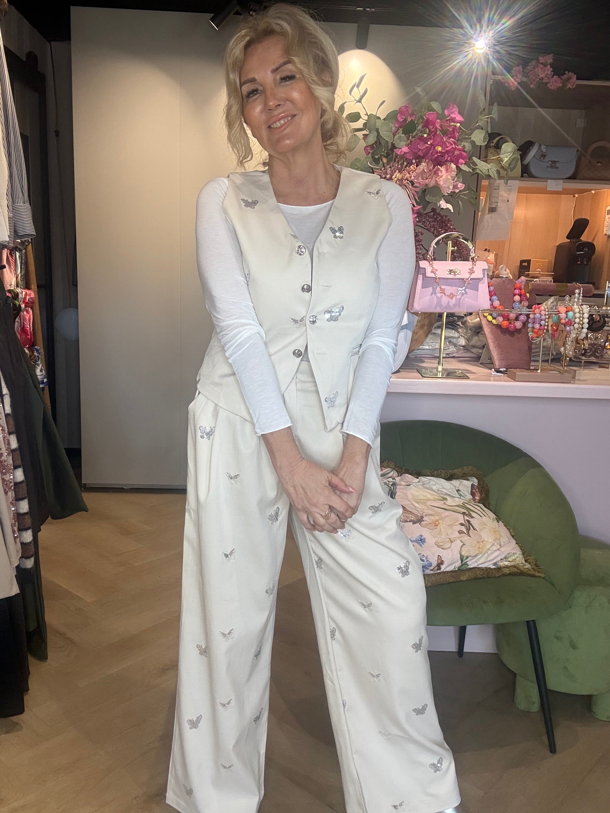Broek Straight leg Vlinder 🦋creme