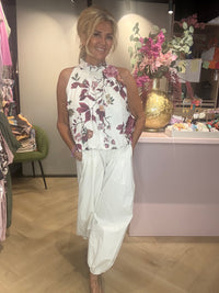 Halter top Flower kersen rood