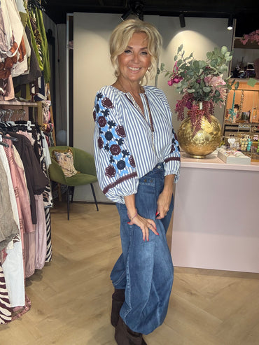 Blouse streep flower