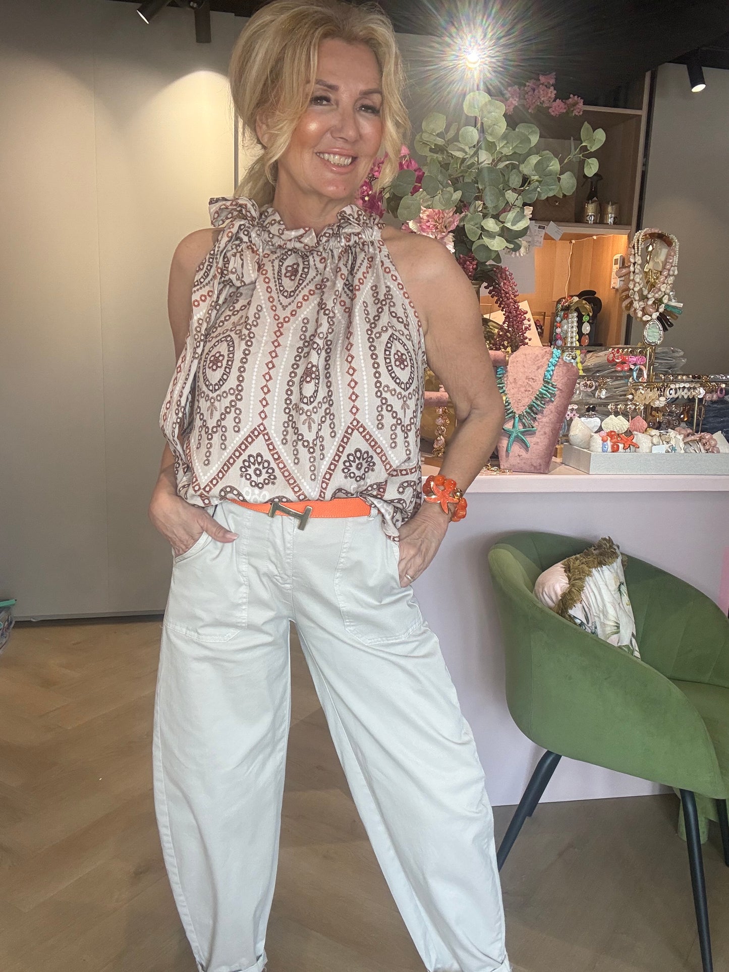 Halter Top Taupe Orange