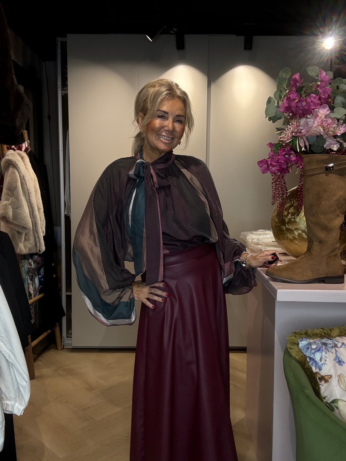 Rok Bordeaux rood Leatherlook