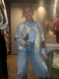 Vestje Classy Ruit Licht Blauw