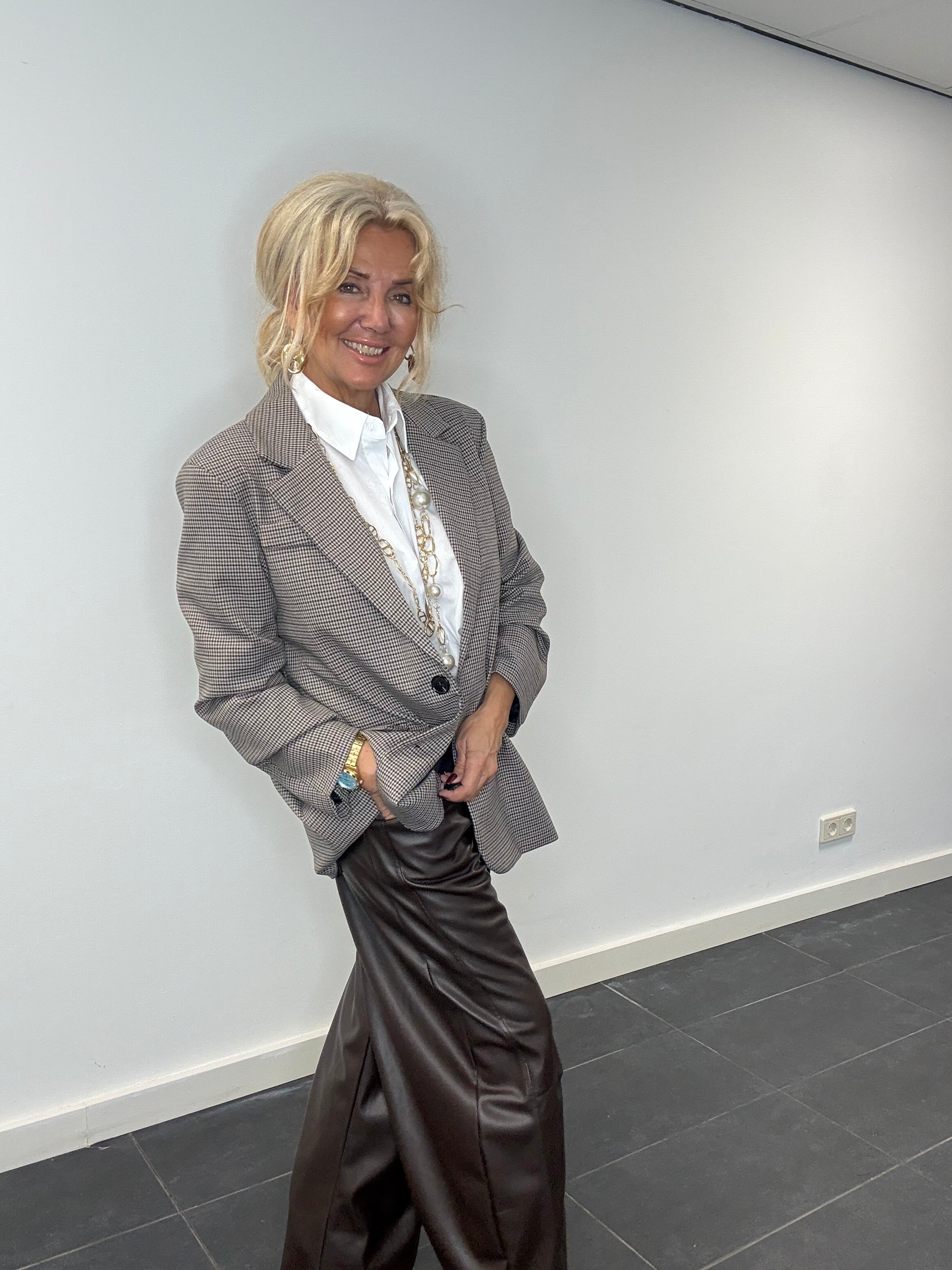 Colbert klein pepitta ruitje Bruin