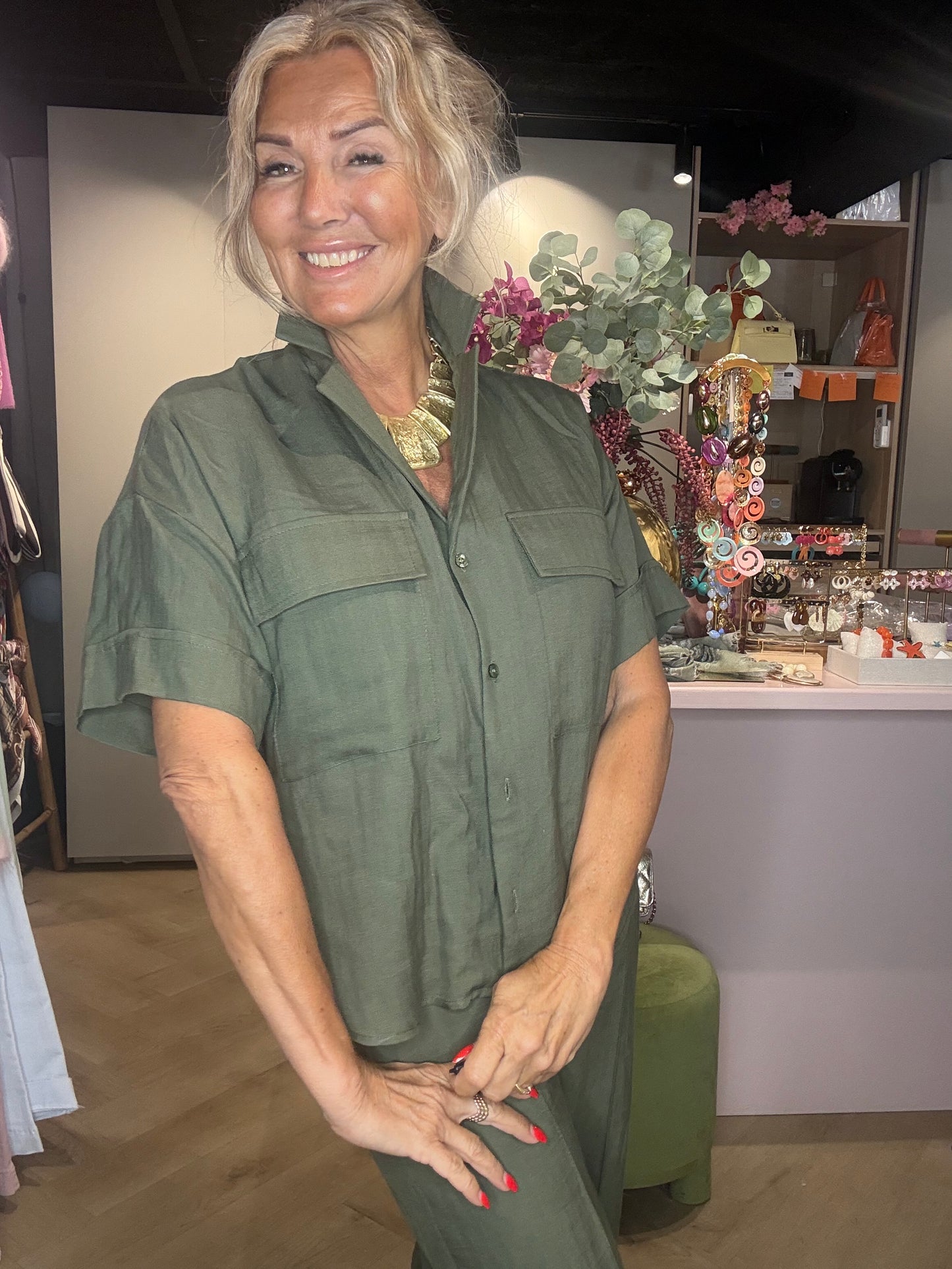 Blouse Groen linnen