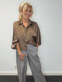Straight-Hose mit Pepita-Muster, braun-schwarz