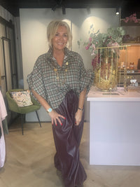 Bluse Emma olivengrøn ternet