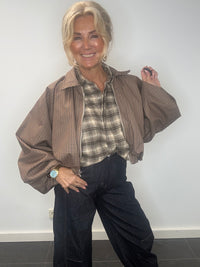 Bluse Emma med sten, kamelbrun