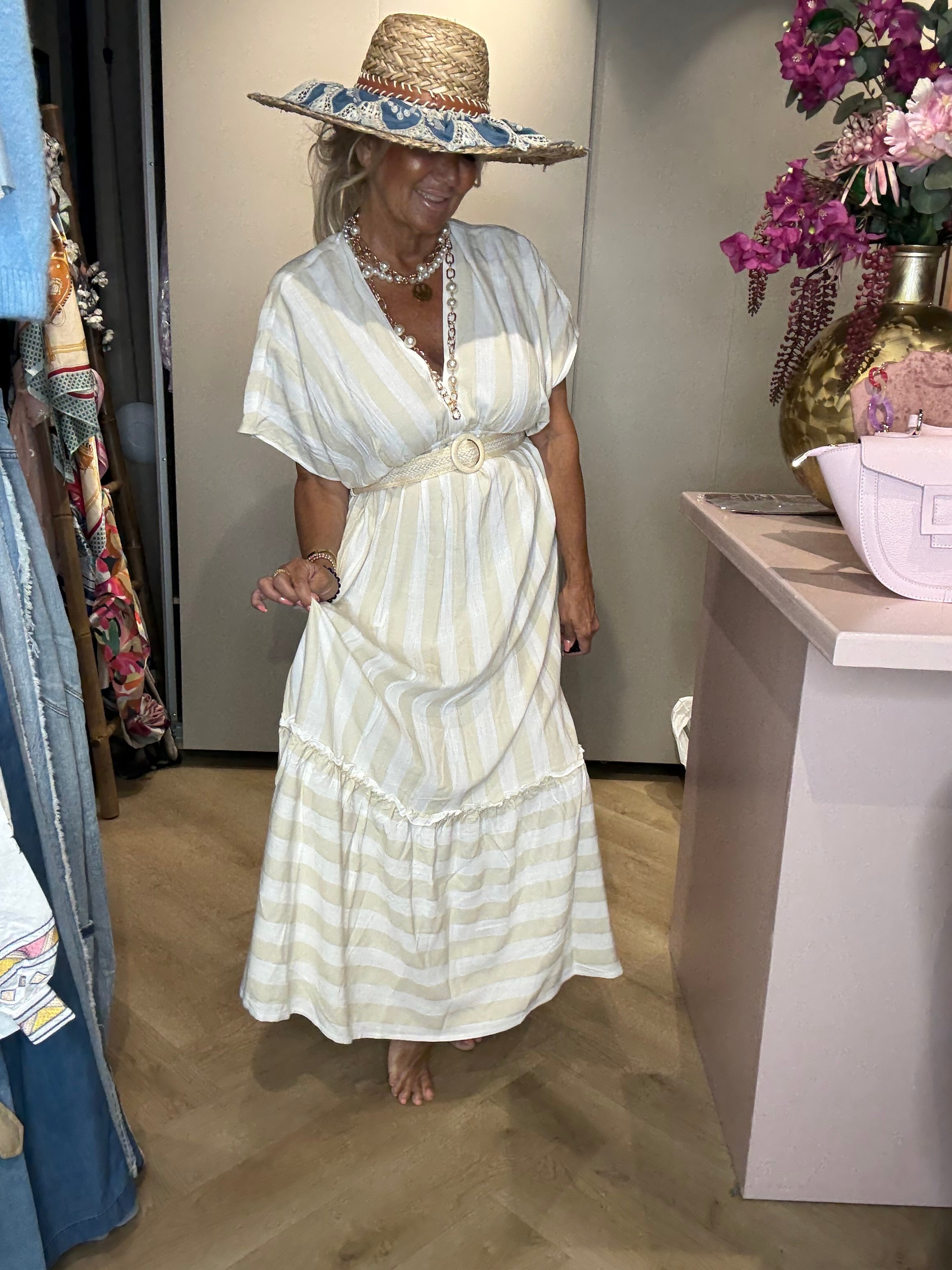 Dress Nice Beige Streep