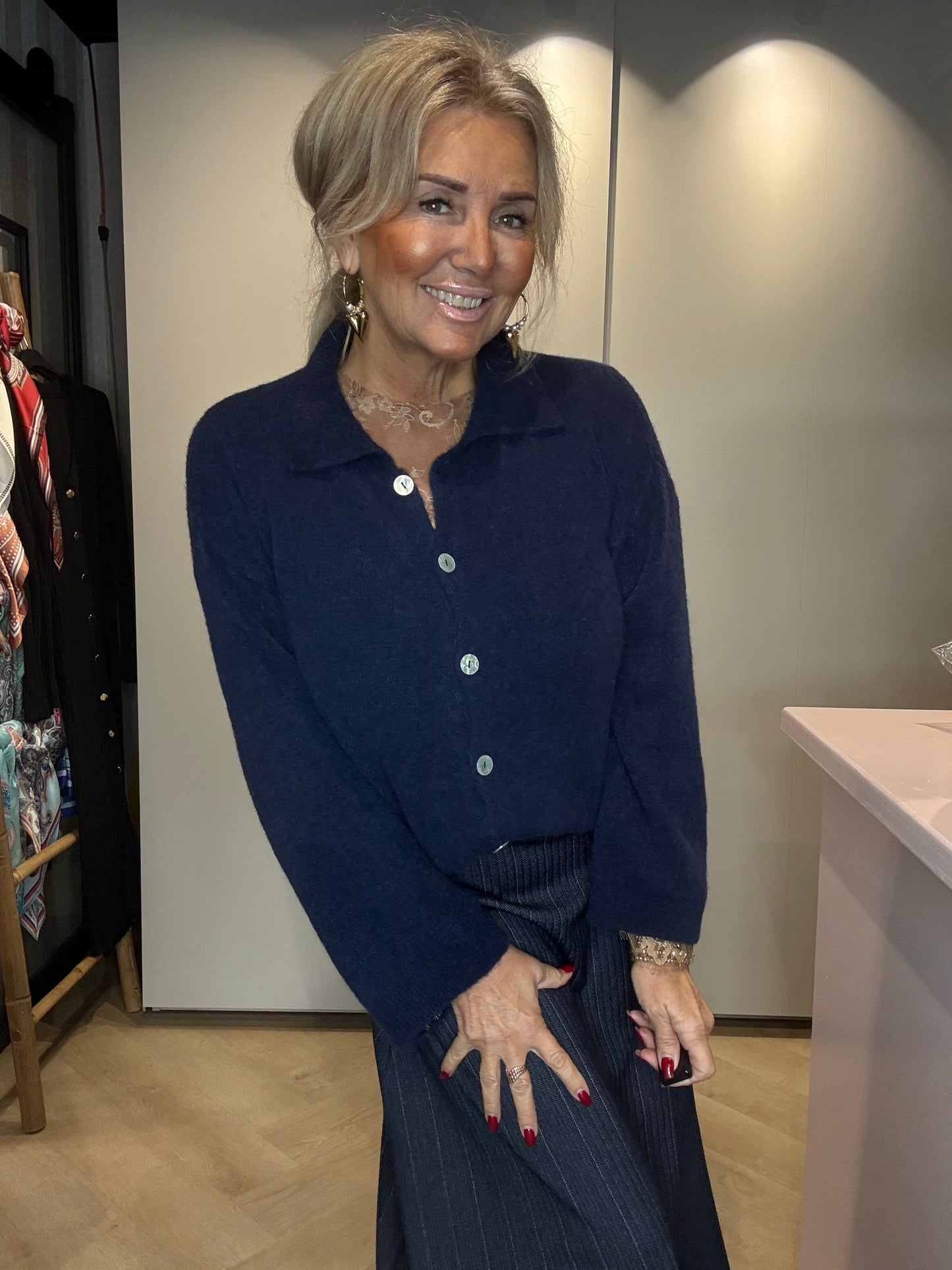 Vestje Dark Bleu Kraagje