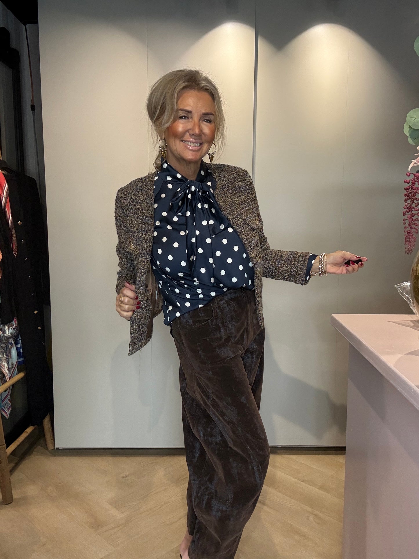 Blouse polkadot Blauw