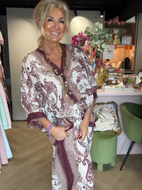Bluse Aubergine Paisley 💯% bomuld