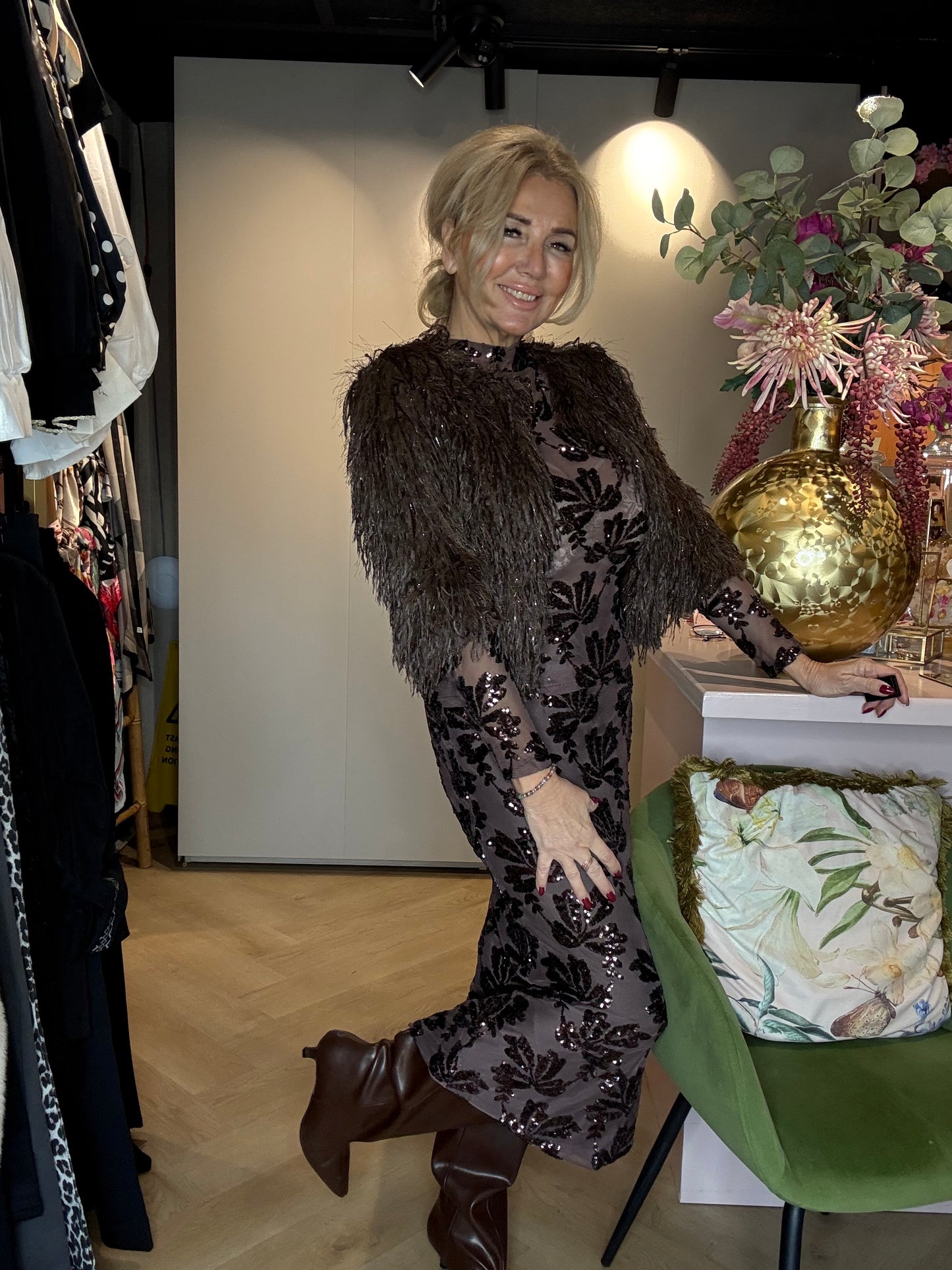 Pailletten Rok Bruin Bloem