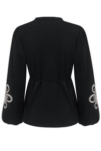 Triple Nine Blouse BLS5923  Broderie/Cord Zwart