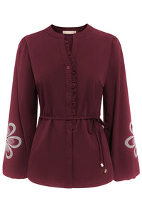 Triple Nine Blouse BLS5923 Broderie/cord Burgundy